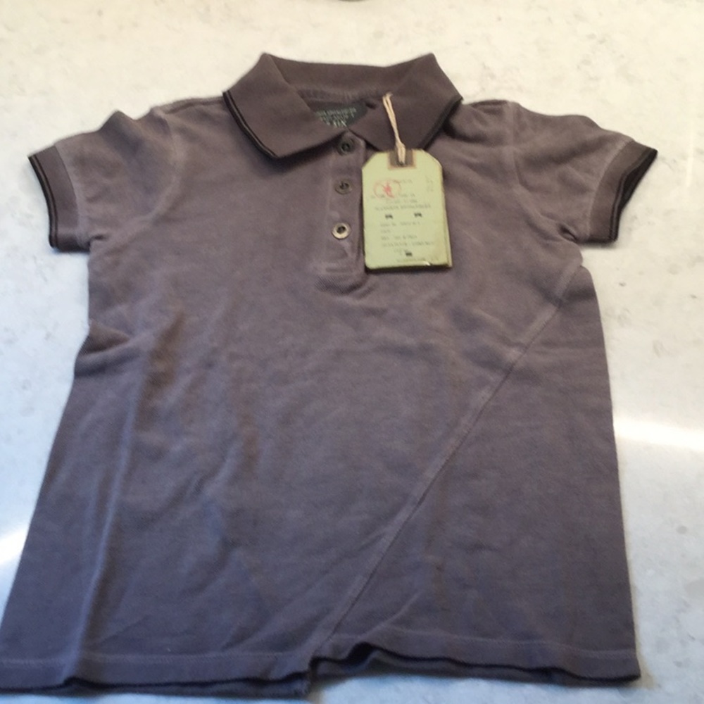 AllSaints Spitalfield Boys Iconic asymmetrical ombre pique polo,detailed.Age Six